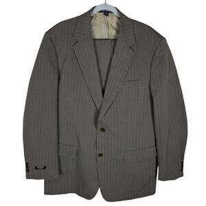 Haband Executive Division 2‎ Piece Set Mens 42/44 Gray Striped Single Breasted